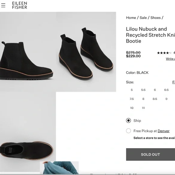 Eileen Fisher Lilou Black Leather Wedge Ankle Boots - Picture 15 of 15